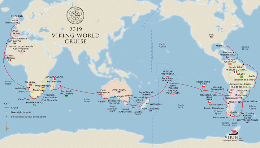 2019 Viking World Cruise Map